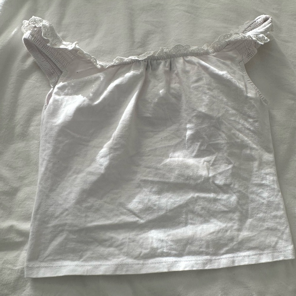 Motel Rocks Dovica Lace Trim Corset Crop Eyelet Top In White size XS - Picture 5 of 7